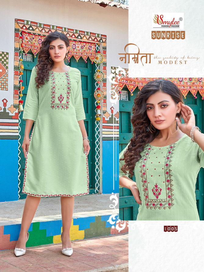 Smylee Sunrise fancy Regular Wear Rayon Heavy Designer Kurti Collection